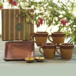Luxurious Devaas Tea Cups with Katori N Tray Gift Set to Irinjalakuda