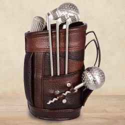 Splendid Stainless Steel Golf Bar Set with Leatherette Bag to Cooch Behar