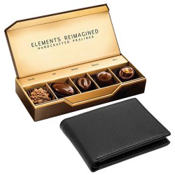 Amazing Rich Borns Black Leather Wallet with ITC Elements Premium Handcrafted Chocolates to Uthagamandalam
