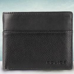 Amazing Mens Leather Wallet in Black from Police to Kanjikode