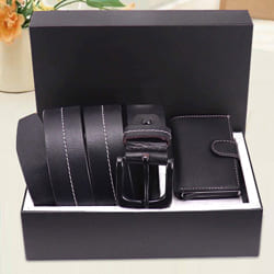 Attractive Hide and Skin Mens Leather Middle Stitch Card Holder N Belt to Kanyakumari