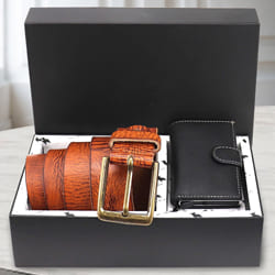 Exquisite Hide and Skin Mens Leather Card Holder and Belt<br> to Kanjikode
