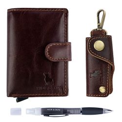 Attractive Hide N Skin Leather Card Case with Pen and Key Chain Combo to Alwaye