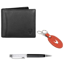 Fashionable WildHorn Leather Card Case with Pen N Keychain for Men to Rajamundri