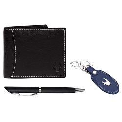 Attractive WildHorn Leather Wallet with Keychain N Pen Combo for Men to Palani