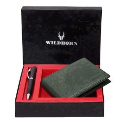 Appealing WildHorn Mens Leather Wallet with Pen Gift Combo to Uthagamandalam