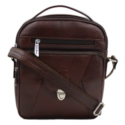 Multi Utility Gents Leather Sling Bag in Dark Brown to Sivaganga