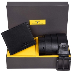 Fashionable Black Wallet N Belt Combo Gift for Men to India