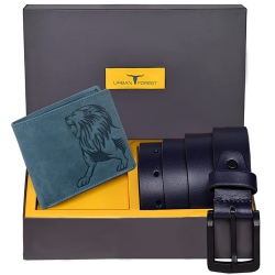 Fancy Urban Forest Mens Leather Wallet N Belt Combo in Blue to Punalur