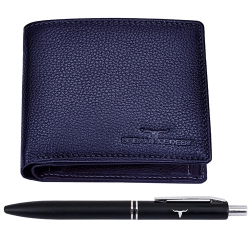 Classy Urban Forest Leather Wallet N Pen Combo for Him to Marmagao