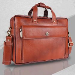 Stylish Mens Expandable Leather Laptop Bag