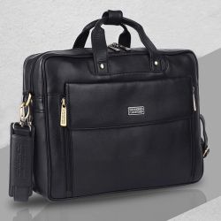 Trendsetting Leather Expandable Laptop Bag for Men