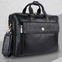 Amazing Leather Expandable Laptop Bag for Men