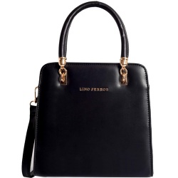 Lino Perros Black Faux Leather Handbag for Modish Women to Cooch Behar
