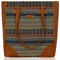 KLEIO Jacquard Fabric Faux Leather Ladies Tote Bag to Zirakhpur