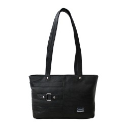 Blackish 3 Strip Design Ladies Vanity Bag to Kanjikode