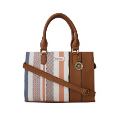 Lovely Vanity Bag in Striped N Plain Combination to Cooch Behar