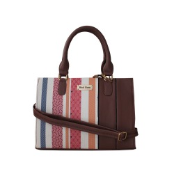 Alluring Vanity Bag in Striped N Plain Combination to India