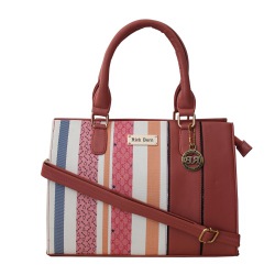 Fabulous Striped N Plain Combination Vanity Bag to Kanyakumari
