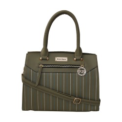 Ravishing Striped Front Design Ladies Leather Bag to Kanjikode