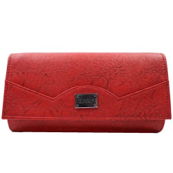 Deep Red Clutch Purse for Her with Flap Patti Tapered Sides to Kanjikode