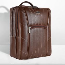 Sleek Leather Laptop Backpack to Kanjikode