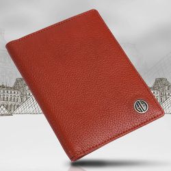 Vibrant Red Leather Travel Passport Holder