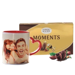 Remarkable Personalized Photo Mug with Heart Handle n Ferrero Rocher to Tirur