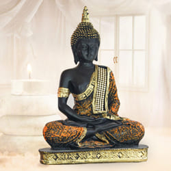 Auspicious Sitting Buddha Polyresin Statue to Lahar