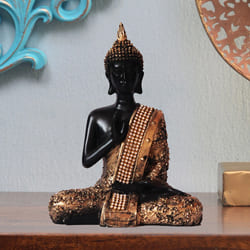Handmade Meditating Lord Buddha Polyresin Idol to Dabhasa