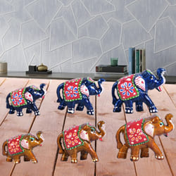 Wonderful Set of 6 Handmade Elephant Figurine to Rajapalayam