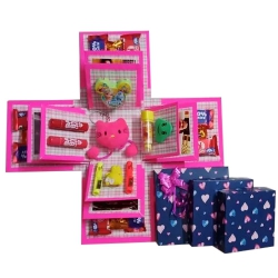 Mindblowing Explosion Box of Chocolates, Personalized Photo n Goodies for Girls to Muvattupuzha