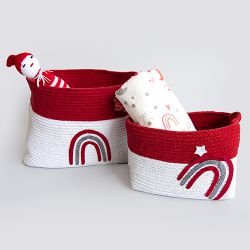 Premium Rainbow Design Cotton Rope Baskets to Karunagapally