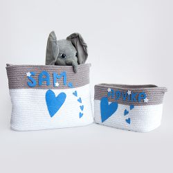 Cute Doodle Hearts Cotton Rope Basket Duo to Nagercoil