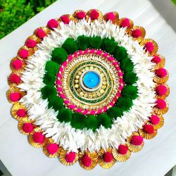 Graceful Diya Embedded Rangoli Set