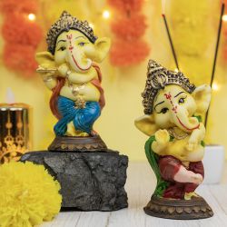 Elegant Resin Ganesha Showpiece Set