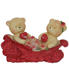 Amazing Couple Teddy with Two Hearts and Roses in a Boat to Haveri