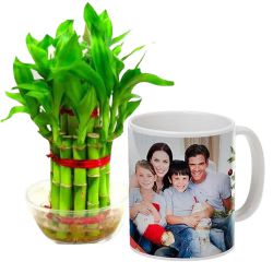 Exclusive Personalized Coffee Mug with Two Tier Bamboo Plant to Kanyakumari