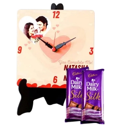 Eye Catching Personalized Photo Clock with Cadbury Dairy Milk Silk to Palani