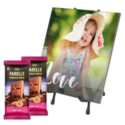Astonishing Personalized Photo Tile with ITC Fabelle Twin Chocolates to Hariyana
