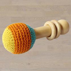 Marvelous Wooden Non-Toxic Crochet Shaker Rattle Toy to Kanyakumari