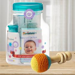 Marvelous Wooden Rattle Toy with Himalaya Herbals Babycare Gift Jar<br> to Uthagamandalam