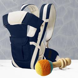 Marvelous Wooden Rattle Toy with Baby Carrier Cum Kangaroo Bag 	<br> to Uthagamandalam