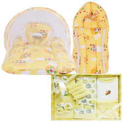 Exclusive Babys Mattress with Mosquito Net and Sleeping Bag Combo with Cotton Clothes to Kanjikode
