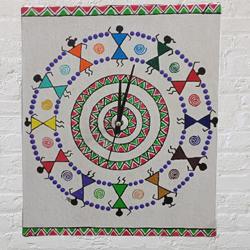 Beautiful Warli Art Wall Clock (Handmade) to Muvattupuzha