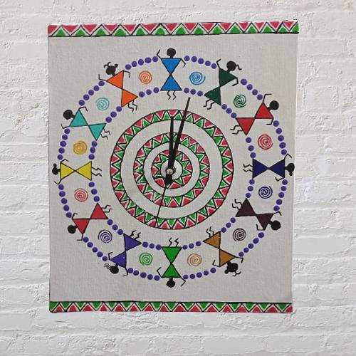 Beautiful Warli Art Wall Clock (Handmade) to Tirur