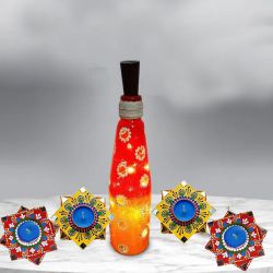 Stunning Dot Mandala Art Diya with Bottle Art Lighting Lamp to Irinjalakuda
