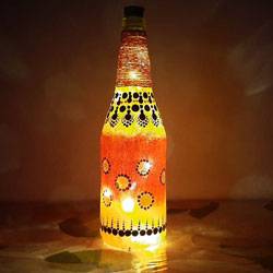 Attractive Dot Mandala Art Bottle Lamp to Cooch Behar