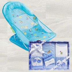 Marvelous Baby Bather N Cotton Clothes Gift Set to Nagercoil