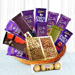 Ambrosial Chocolates n Dry Fruits Gift Basket to India